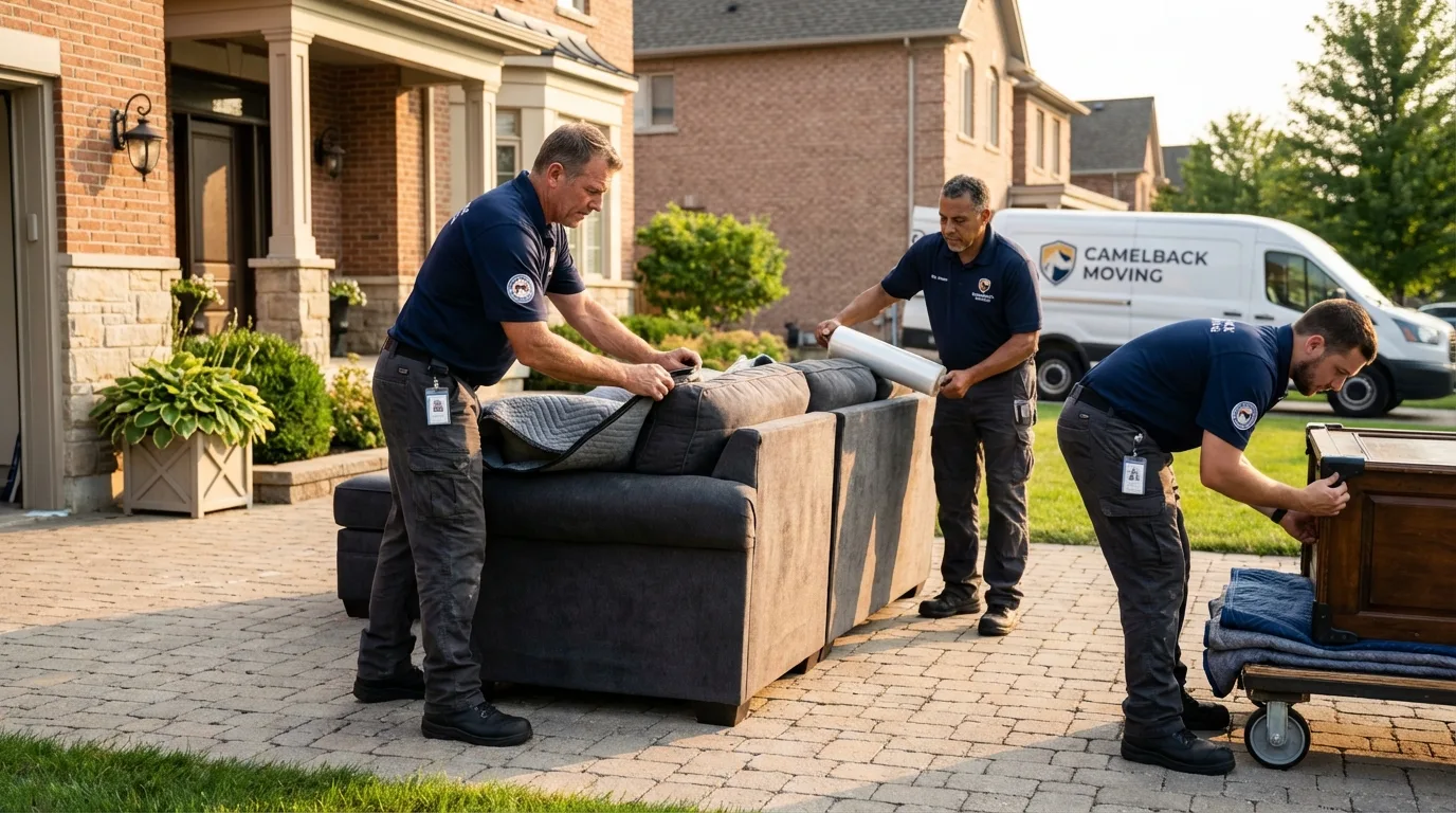 Large estate moving crew wrapping furniture in Culver, IN