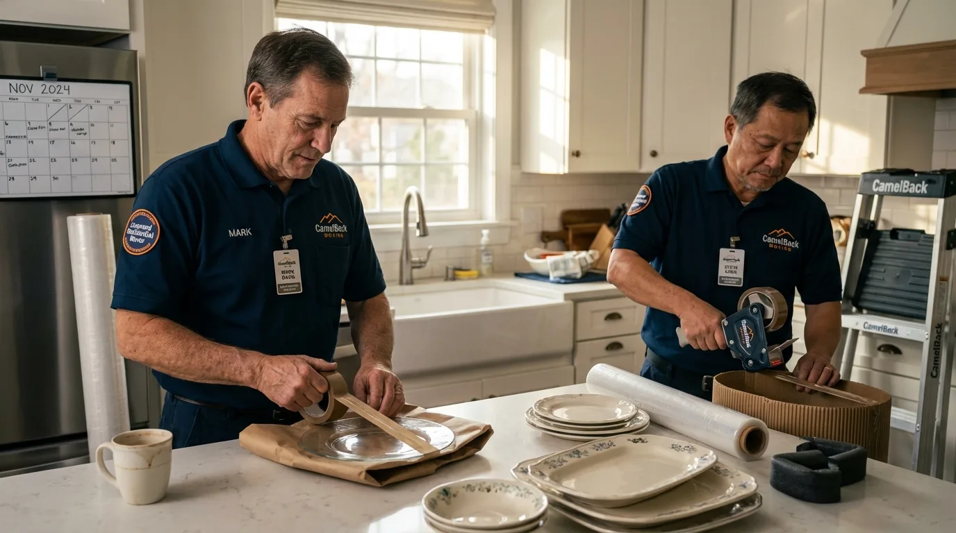 Professional crew packing kitchen dishware in Culver, IN